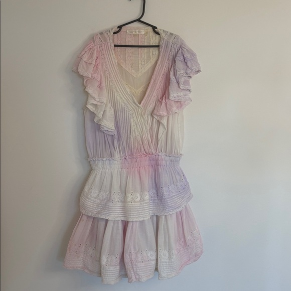 Love Shack Fancy Gwen Ruffled Sleeve Tie Dye Mini Dress - Picture 3 of 9